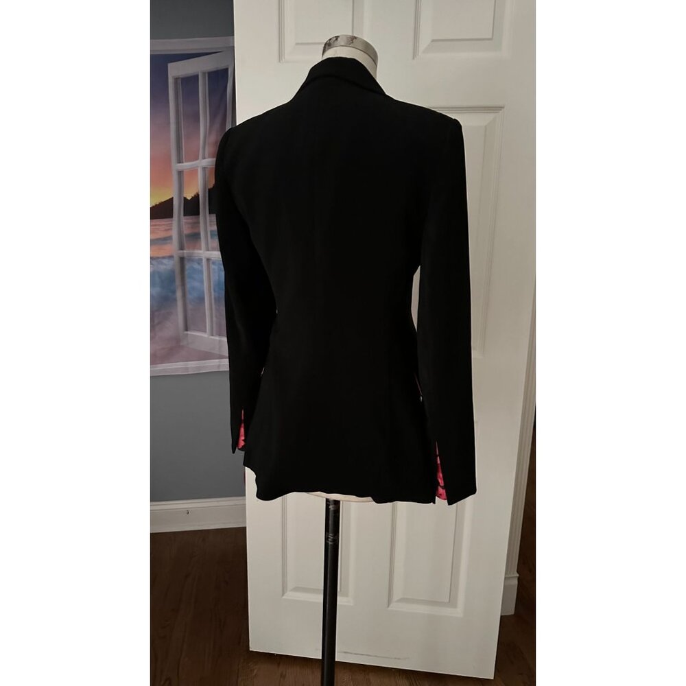 Parameter Black Single Button Blazer With Rose Pr… - image 2